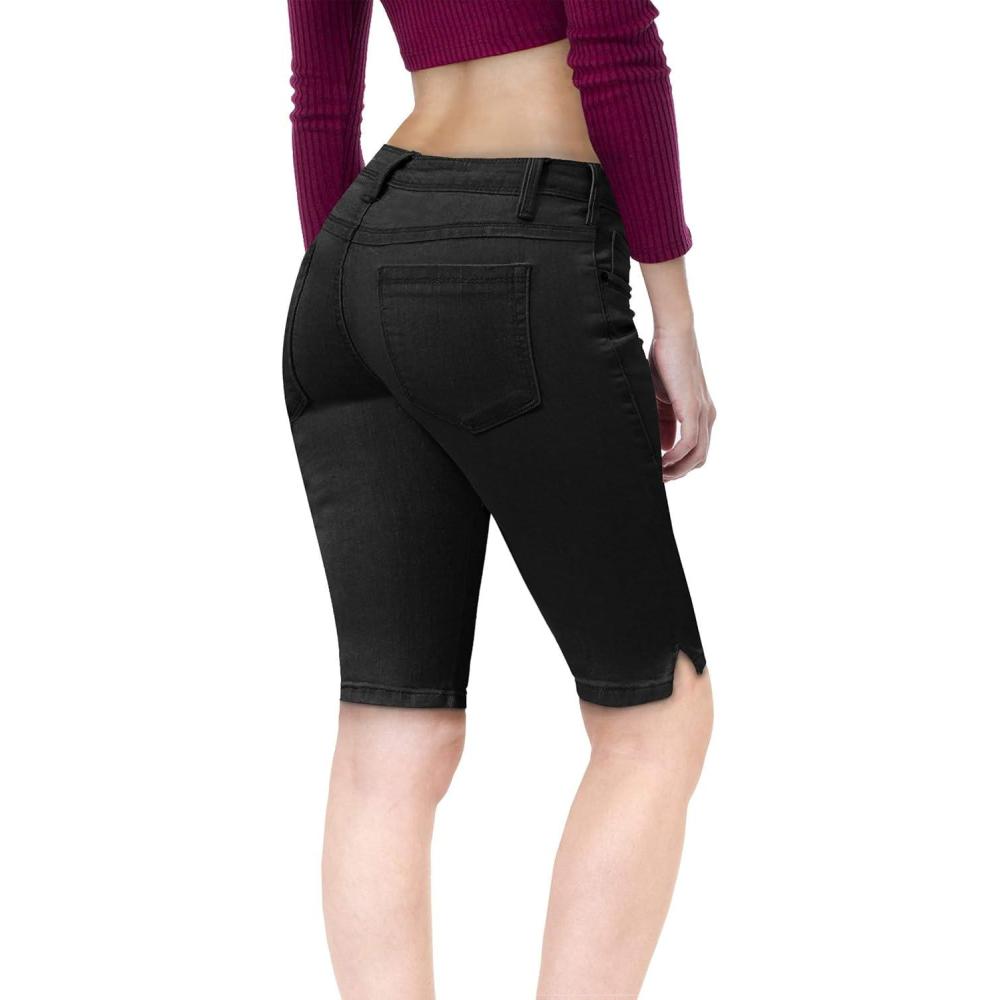 imageHybrid ampamp Company Womens Ultra Comfy Butt Lift Stretch Bermuda City ShortsBermudasuper Stretch Black