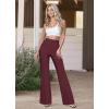 imageHybrid ampamp Company Womens Ultra Stretch Ponte Flare PantsHigh RiseFaux PocketsPull OnWrinkle ResistantCasual ampamp Office WearBurgundy