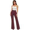 imageHybrid ampamp Company Womens Ultra Stretch Ponte Flare PantsHigh RiseFaux PocketsPull OnWrinkle ResistantCasual ampamp Office WearBurgundy