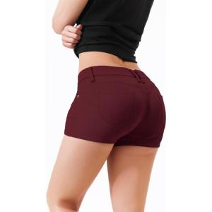 imageHybrid ampamp Company Womens Super Comfy 3 inch Inseam Butt Lifting Stretch TwillDenim ShortsWine