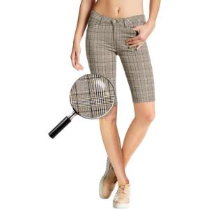 imageHybrid ampamp Company Womens Ultra Stretch Perfectly Shaping Mid Rise Skinny Bermuda Shorts with Pockets1405brownmulti