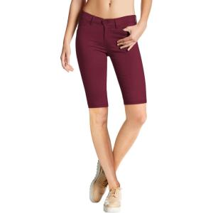 imageHybrid ampamp Company Womens Ultra Stretch Perfectly Shaping Mid Rise Skinny Bermuda Shorts with PocketsBermudawine