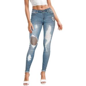 imageHybrid ampamp Company Women Ultimate Comfort Flattering Fit Stretch Skinny JeansDistressedlight Wash