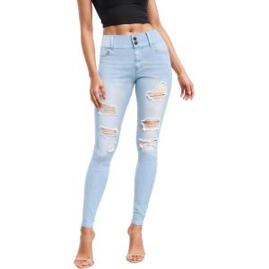 imageHybrid ampamp Company Womens Butt Lift V2 Super Comfy Stretch Denim Skinny JeansDestructedlwash