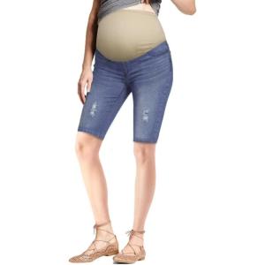 imageHybrid ampamp Company Womens Maternity Denim Shorts Over The Belly Comfy Skinny Bermuda JeansBermudabm4822rpwcmediumblue