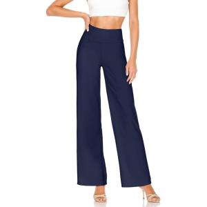 imageHybrid ampamp Company Womens Ultra Comfort Ponte Fabric Pull on Casual Wide Leg PantsNavy