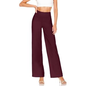 imageHybrid ampamp Company Womens Ultra Comfort Ponte Fabric Pull on Casual Wide Leg PantsWine