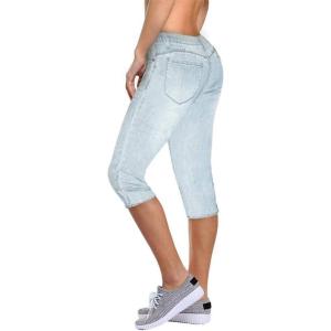 imageHybrid ampamp Company Womens Ultra Stretch Mid Rise Skinny Capri Pants with PocketsDenim Light Wash