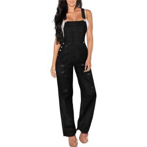 imageHybrid ampamp Company Women Denim Shorts Rompers Sleeveless Adjustable Strap Overalls Cross Back JumpsuitPvj156999black Ripp