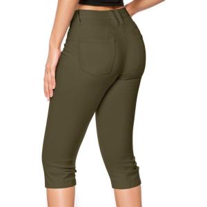 imageHybrid ampamp Company Womens Butt Lift Super Comfy Stretch Denim Capri Short JeansArmy Green