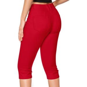 imageHybrid ampamp Company Womens Butt Lift Super Comfy Stretch Denim Capri Short JeansRed