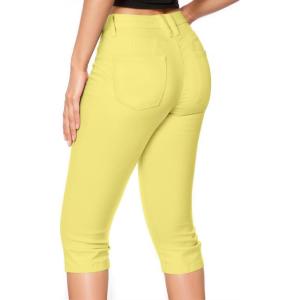 imageHybrid ampamp Company Womens Butt Lift Super Comfy Stretch Denim Capri Short JeansYellow
