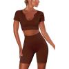 imageHybrid ampamp Company Womens High Waisted Yoga Active Tight Running Biker Gym Shorts ampamp Full Length LeggingsShortsdark Brown
