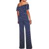 imageHybrid ampamp Company Womens Lightweight Off Shoulder Jumpsuit  Stretchy Wide Leg Romper  Casual to Formal One Piece Outfit10119navyivory