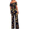 imageHybrid ampamp Company Womens Lightweight Off Shoulder Jumpsuit  Stretchy Wide Leg Romper  Casual to Formal One Piece OutfitB219657navygold