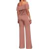 imageHybrid ampamp Company Womens Lightweight Off Shoulder Jumpsuit  Stretchy Wide Leg Romper  Casual to Formal One Piece OutfitDustyrose