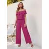 imageHybrid ampamp Company Womens Lightweight Off Shoulder Jumpsuit  Stretchy Wide Leg Romper  Casual to Formal One Piece OutfitHotpink