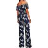 imageHybrid ampamp Company Womens Lightweight Off Shoulder Jumpsuit  Stretchy Wide Leg Romper  Casual to Formal One Piece OutfitK199238navyivory