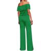 imageHybrid ampamp Company Womens Lightweight Off Shoulder Jumpsuit  Stretchy Wide Leg Romper  Casual to Formal One Piece OutfitKellygreen