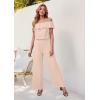 imageHybrid ampamp Company Womens Lightweight Off Shoulder Jumpsuit  Stretchy Wide Leg Romper  Casual to Formal One Piece OutfitLightpeach