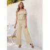 imageHybrid ampamp Company Womens Lightweight Off Shoulder Jumpsuit  Stretchy Wide Leg Romper  Casual to Formal One Piece OutfitStone