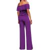 imageHybrid ampamp Company Womens Lightweight Off Shoulder Jumpsuit  Stretchy Wide Leg Romper  Casual to Formal One Piece OutfitTexturedEGGPLANT