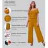 imageHybrid ampamp Company Womens Lightweight Off Shoulder Jumpsuit  Stretchy Wide Leg Romper  Casual to Formal One Piece OutfitTexturedMUSTARD