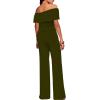 imageHybrid ampamp Company Womens Lightweight Off Shoulder Jumpsuit  Stretchy Wide Leg Romper  Casual to Formal One Piece OutfitTexturedolive