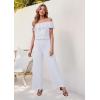 imageHybrid ampamp Company Womens Lightweight Off Shoulder Jumpsuit  Stretchy Wide Leg Romper  Casual to Formal One Piece OutfitWhite