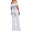 imageHybrid ampamp Company Womens Lightweight Off Shoulder Jumpsuit  Stretchy Wide Leg Romper  Casual to Formal One Piece OutfitWhite