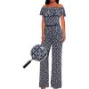 imageHybrid ampamp Company Womens Lightweight Off Shoulder Jumpsuit  Stretchy Wide Leg Romper  Casual to Formal One Piece OutfitNavywhite11526