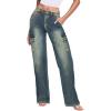 imageHybrid ampamp Company Womens Wide Leg Stretch Cargo Jeans Casual Mid Rise Loose Denim Pants with PocketsTint