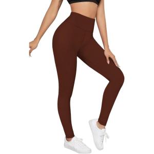 imageHybrid ampamp Company Womens High Waisted Yoga Active Tight Running Biker Gym Shorts ampamp Full Length LeggingsLeggingsdark Brown