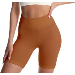 imageHybrid ampamp Company Womens High Waisted Yoga Active Tight Running Biker Gym Shorts ampamp Full Length LeggingsShortscoffee