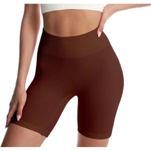 imageHybrid ampamp Company Womens High Waisted Yoga Active Tight Running Biker Gym Shorts ampamp Full Length LeggingsShortsdark Brown