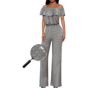 imageHybrid ampamp Company Womens Lightweight Off Shoulder Jumpsuit  Stretchy Wide Leg Romper  Casual to Formal One Piece OutfitG191089blackmulti