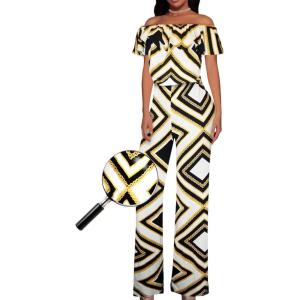 imageHybrid ampamp Company Womens Lightweight Off Shoulder Jumpsuit  Stretchy Wide Leg Romper  Casual to Formal One Piece OutfitIvory