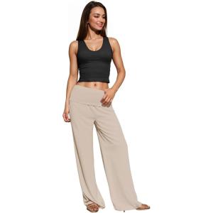 imageHybrid ampamp Company Womens Super Comfy Flowy Wide Leg Palazzo Pants Made in USAKhaki