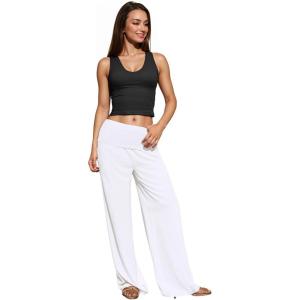 imageHybrid ampamp Company Womens Super Comfy Flowy Wide Leg Palazzo Pants Made in USAWhite