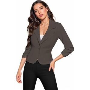 imageHybrid ampamp Company Womens Lightweight Casual Work Office Stretch Ponte Cardigan Blazer Jacket Made in USABrown