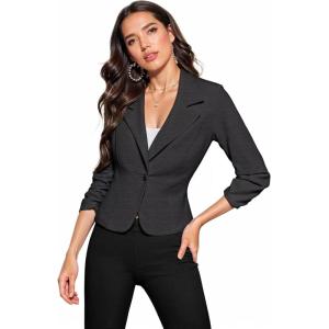 imageHybrid ampamp Company Womens Lightweight Casual Work Office Stretch Ponte Cardigan Blazer Jacket Made in USACharcoal