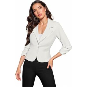 imageHybrid ampamp Company Womens Lightweight Casual Work Office Stretch Ponte Cardigan Blazer Jacket Made in USAIvory