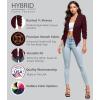 image:imageHybrid amp Company Lightweight Open Front Cardigan Classic Ruched Sleeve Work Office Blazer Suit JacketsBurgundy