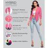 image:imageHybrid amp Company Lightweight Open Front Cardigan Classic Ruched Sleeve Work Office Blazer Suit JacketsNeon Pink