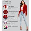 image:imageHybrid amp Company Lightweight Open Front Cardigan Classic Ruched Sleeve Work Office Blazer Suit JacketsRed9789