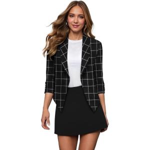 image:imageHybrid amp Company Lightweight Open Front Cardigan Classic Ruched Sleeve Work Office Blazer Suit Jackets11297blackWhite