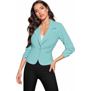 image:imageHybrid amp Company Womens Lightweight Casual Work Office Stretch Ponte Cardigan Blazer Jacket Made in USAAqua