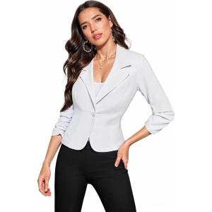image:imageHybrid amp Company Womens Lightweight Casual Work Office Stretch Ponte Cardigan Blazer Jacket Made in USAWhite