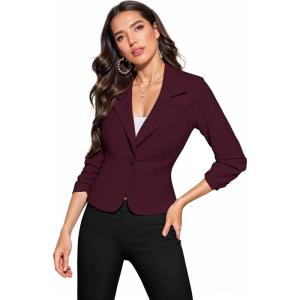 image:imageHybrid amp Company Womens Lightweight Casual Work Office Stretch Ponte Cardigan Blazer Jacket Made in USAWine