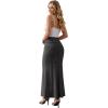 image:imageHybrid amp Company Womens Stretch Lightweight Flowy Maxi Skirt  Casual Fold Over Waist Made in USACharcoal